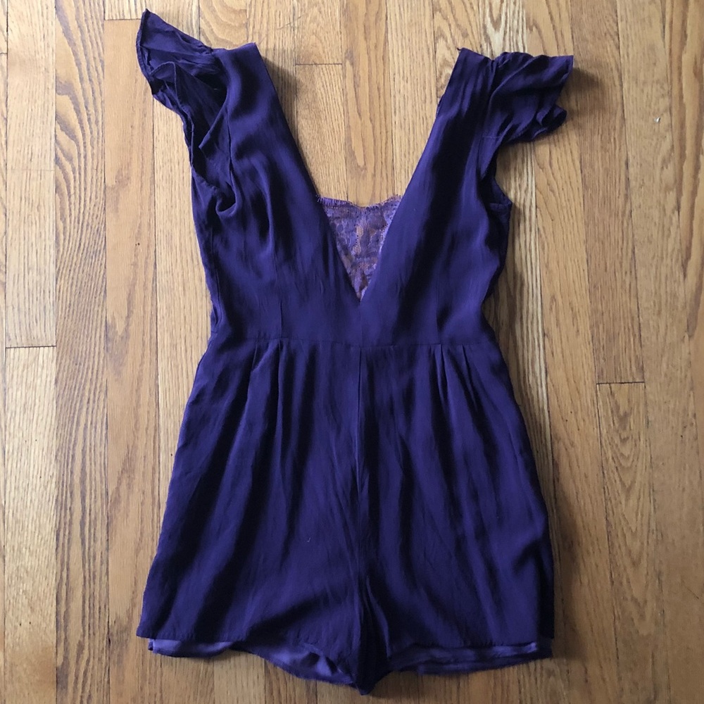 Purple romper with lace insert